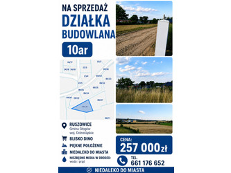 Działka dolnośląskie
głogowski
Głogów
Ruszowice Na sprzedaż 257 000 PLN 1000 m2 
