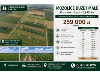 Działka mazowieckie
kozienicki
Sieciechów
Mozolice Duże Na sprzedaż 259 000 PLN 28 512 m2 